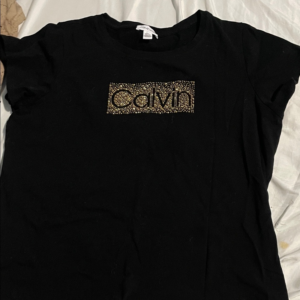 Calvin Klein Black Tee with Gold Accents